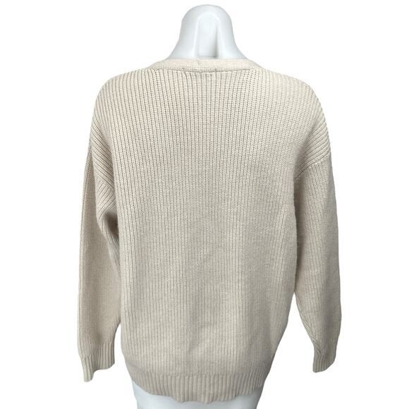 Z Supply Josie Cream Rib Knit Long Sleeve Button Down Cardigan Sweater Top Sz S - Picture 2 of 4